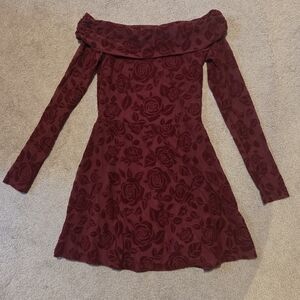Wild Fable Red Roses Off-Shoulder Dress
